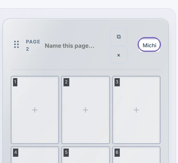 A binder page in the editor with the Michi button highlighted